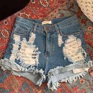 Vibrant m.i.u high waisted ripped shorts S